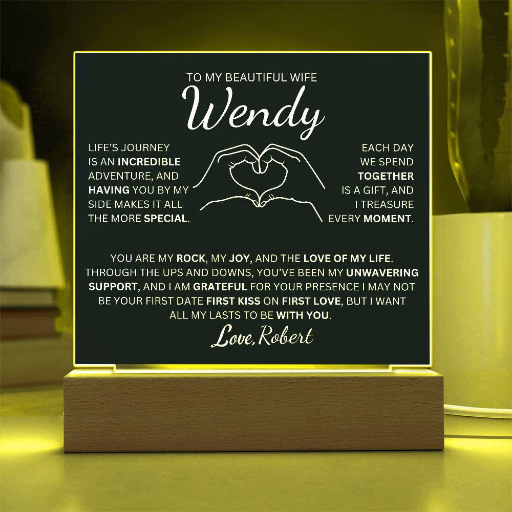 Personalized To My Beautiful Wife The Love Of My Life  Square Plaque