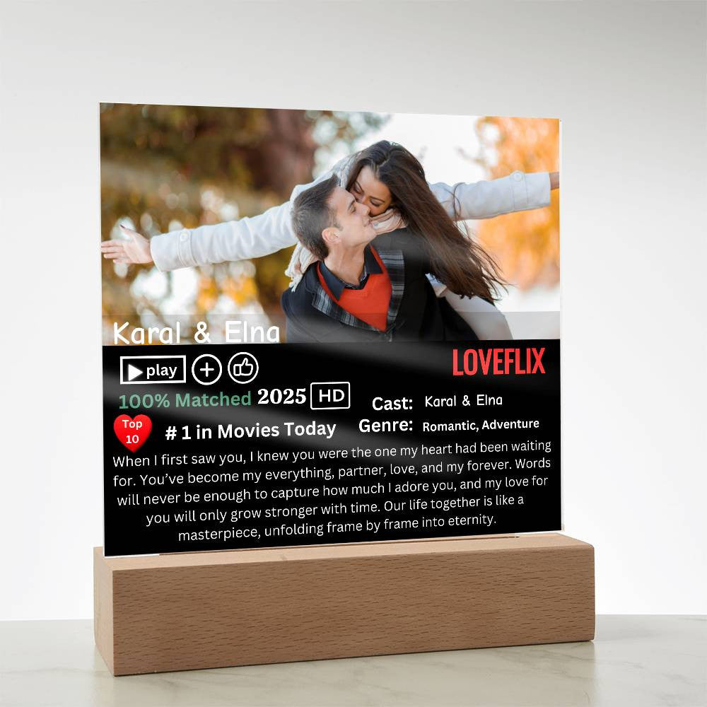 Couple Loveflix Photo Square Plaque