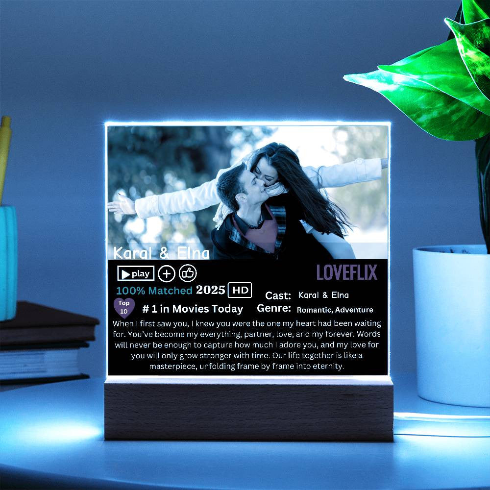 Couple Loveflix Photo Square Plaque