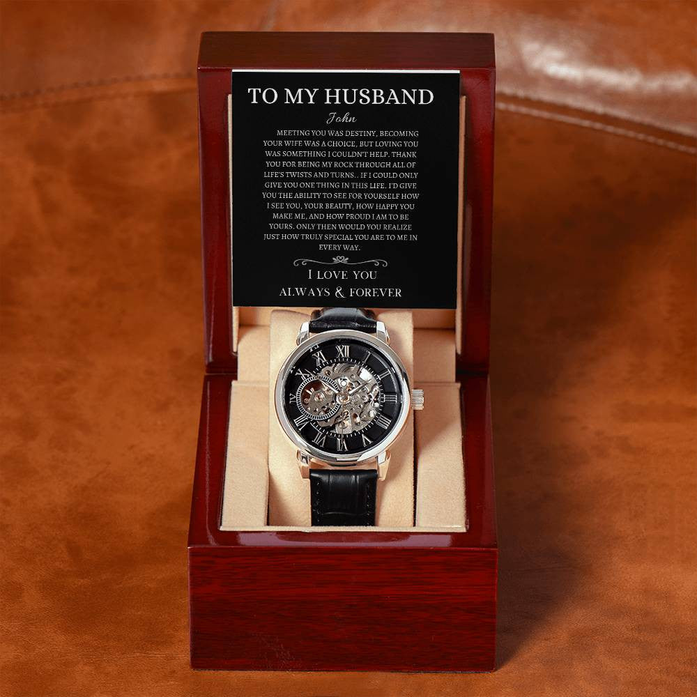 Personalized Men's Openwork Watch Meeting You Was  Destiny To My Husband