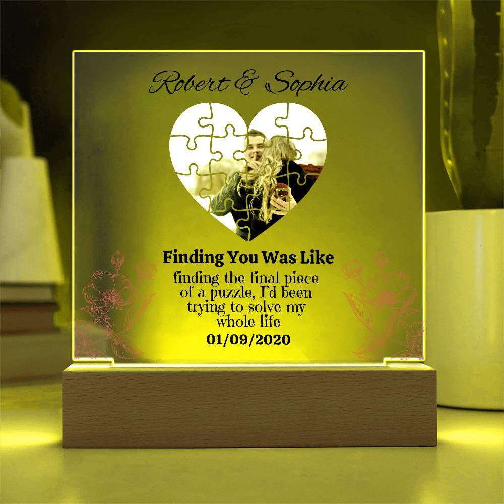 Personalized Finding The Final Piece of a puzzle Square Plaque