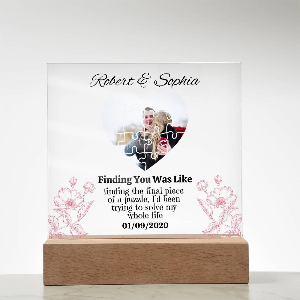 Personalized Finding The Final Piece of a puzzle Square Plaque