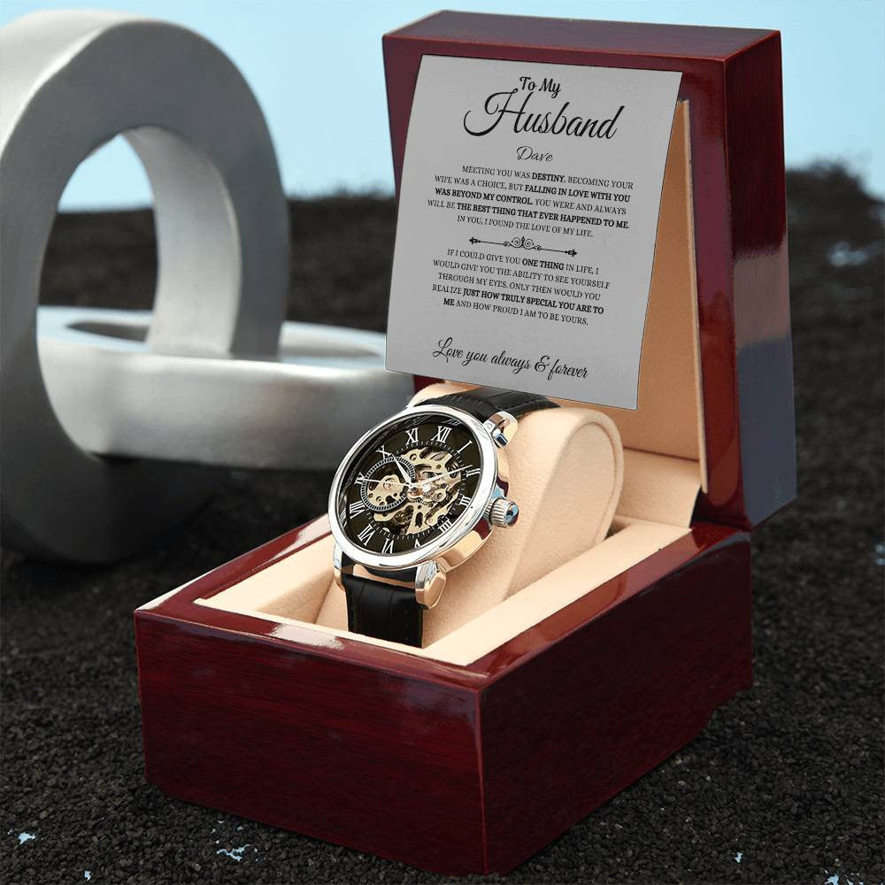 Personalized Men's Openwork Watch To My Husband