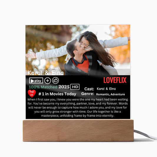 Couple Loveflix Photo Square Plaque