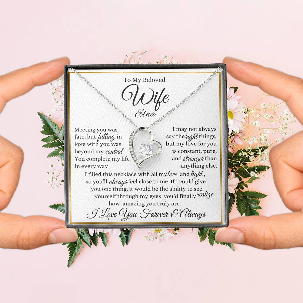 Personalized Forever Love Necklace To My Beloved Wife