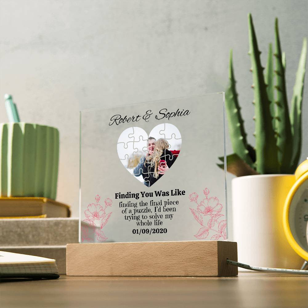 Personalized Finding The Final Piece of a puzzle Square Plaque
