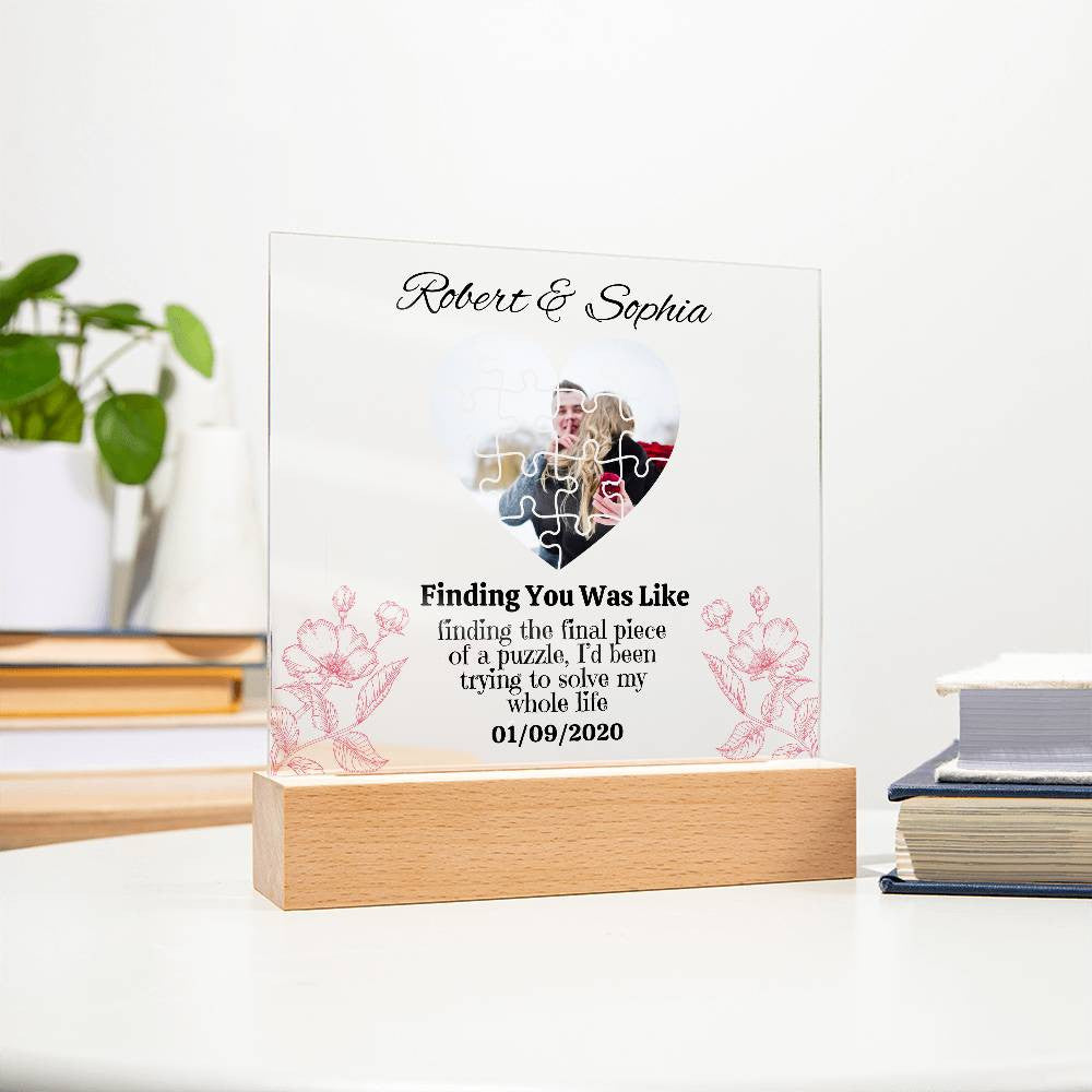 Personalized Finding The Final Piece of a puzzle Square Plaque
