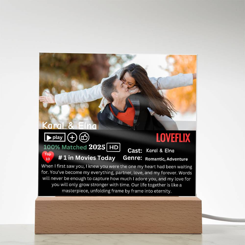 Couple Loveflix Photo Square Plaque