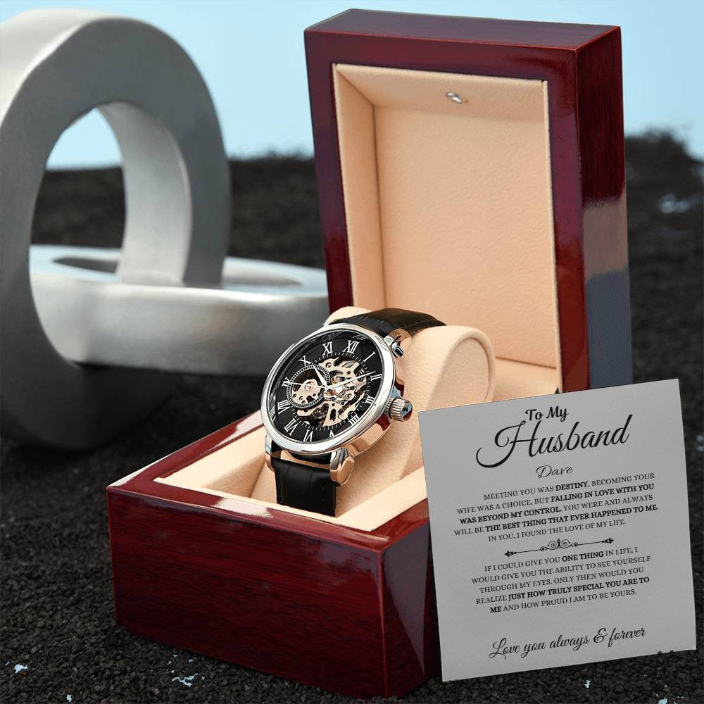 Personalized Men's Openwork Watch To My Husband