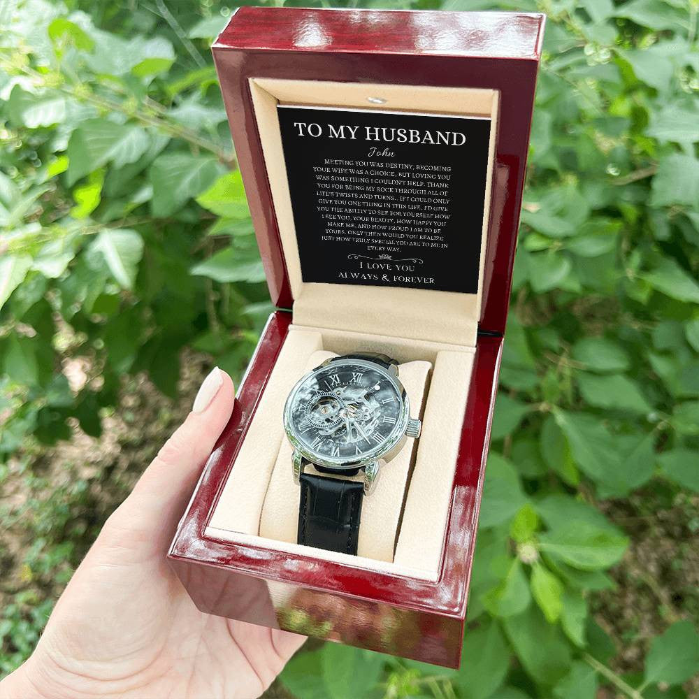 Personalized Men's Openwork Watch Meeting You Was  Destiny To My Husband