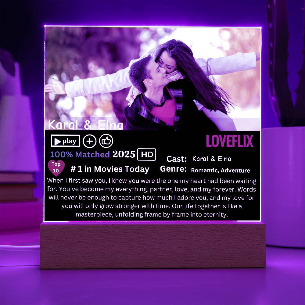 Couple Loveflix Photo Square Plaque