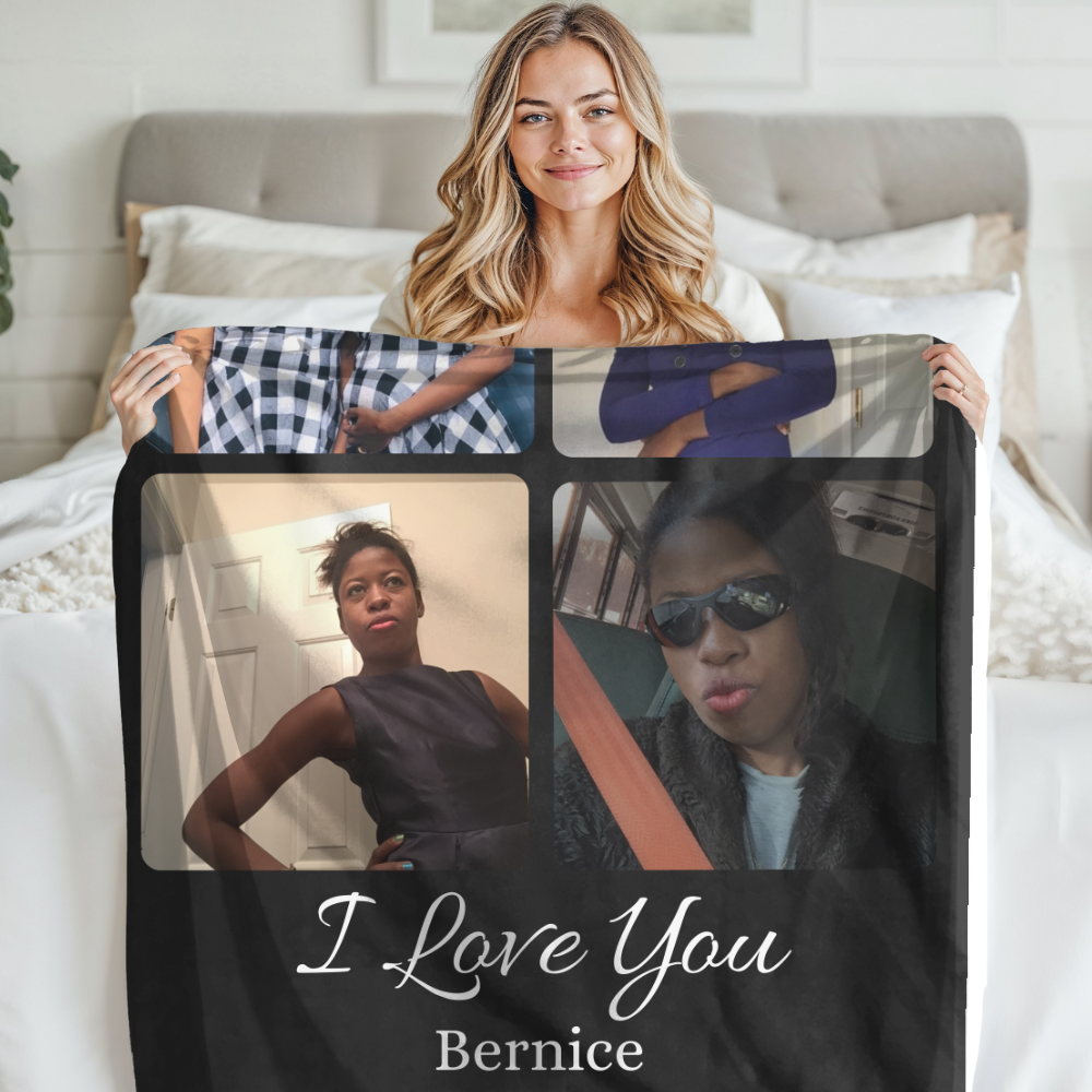 personalized Photo Blanket  I Love You