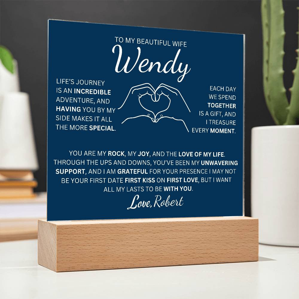Personalized To My Beautiful Wife The Love Of My Life  Square Plaque