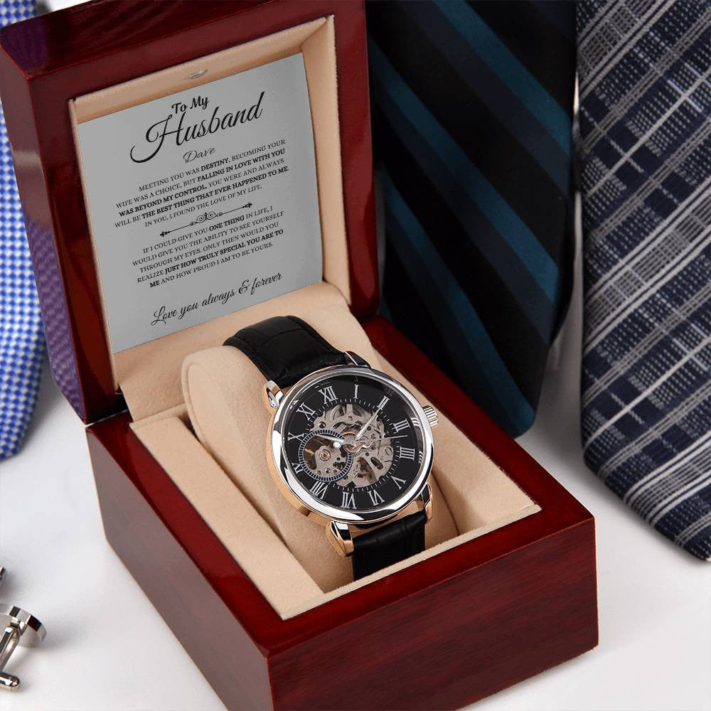 Personalized Men's Openwork Watch To My Husband