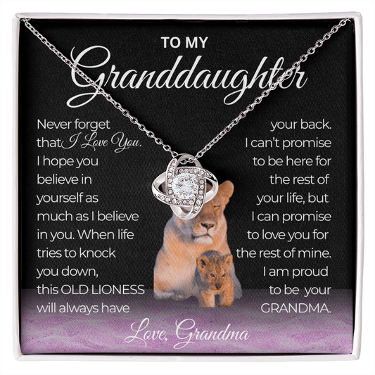 Love Knot Necklace Never Forget That I Love you Grandma To my Granddaughter