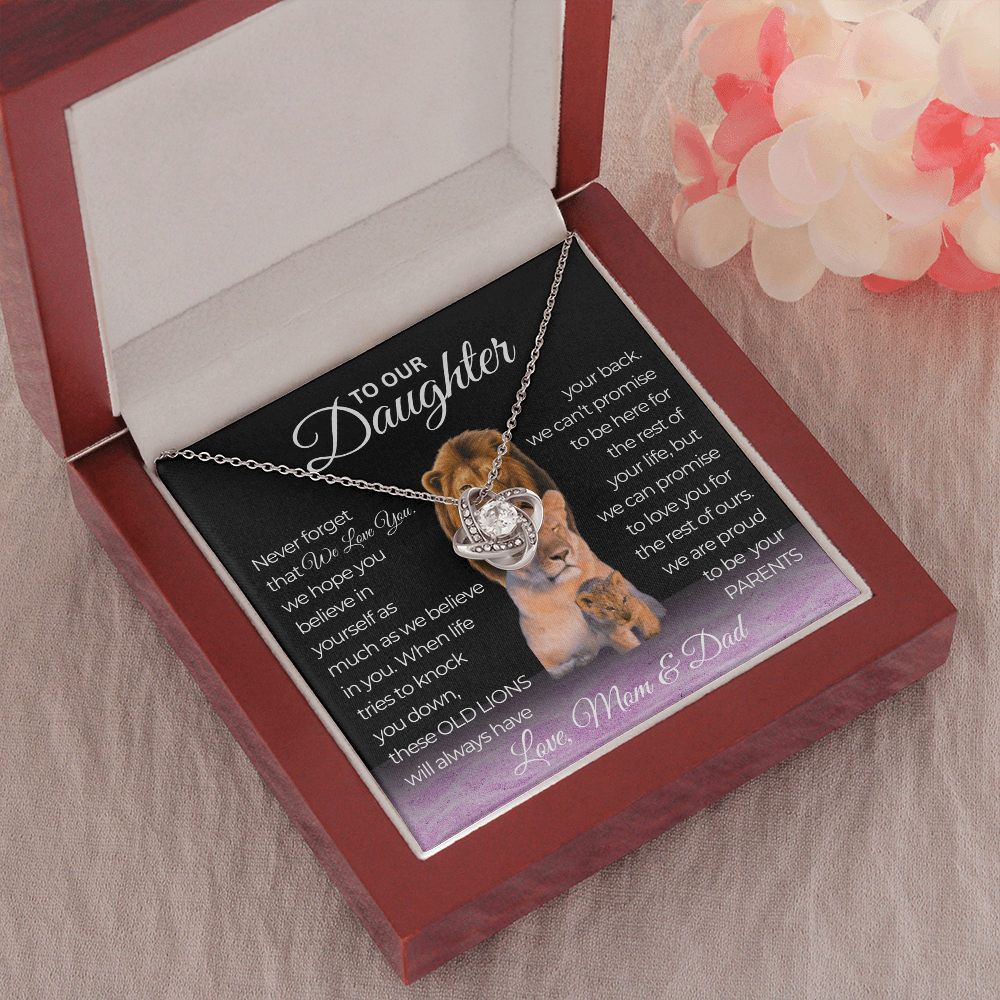 To Our Daughter Never Forget We Love You Love Knot Necklace