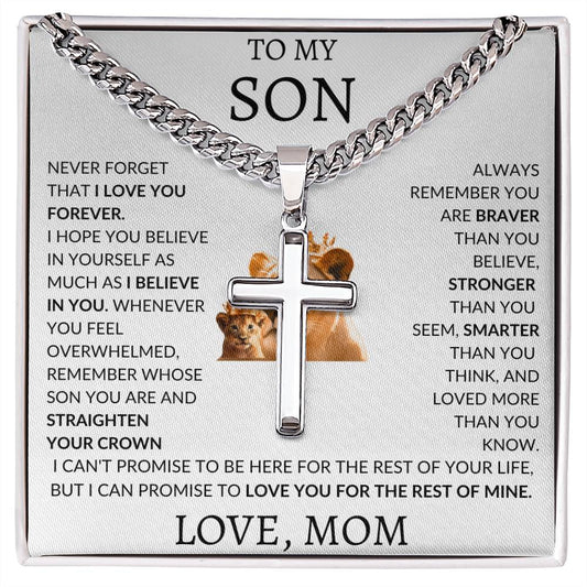 Cuban Link Chain with Artisan Cross Mom To My Son