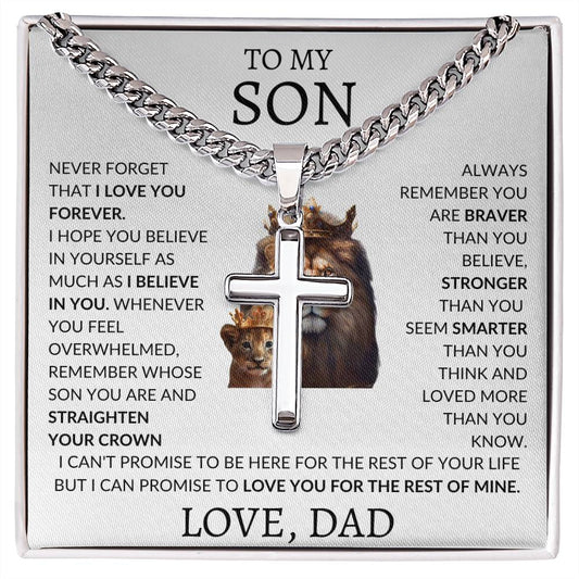 Cuban Link Chain with Artisan Cross Dad To My Son