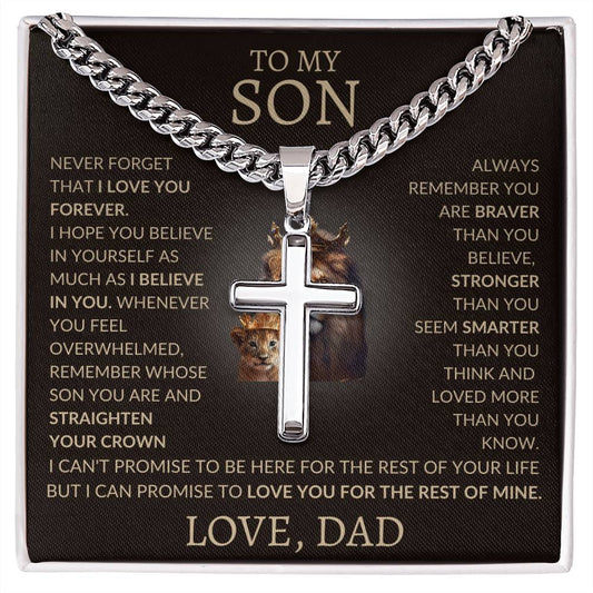 Cuban Link Chain with Artisan Cross Dad To My Son