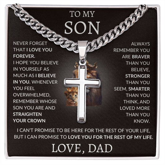 Cuban Link Chain with Artisan Cross Dad To My Son