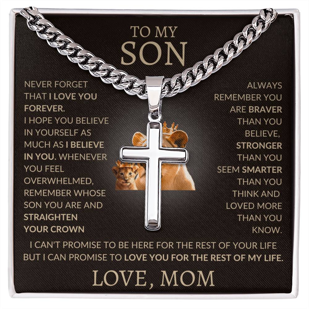 Cuban Link Chain with Artisan Cross Mom To My Son