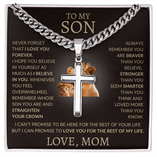 Cuban Link Chain with Artisan Cross Mom To My Son