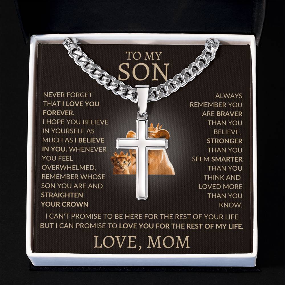 Cuban Link Chain with Artisan Cross Mom To My Son