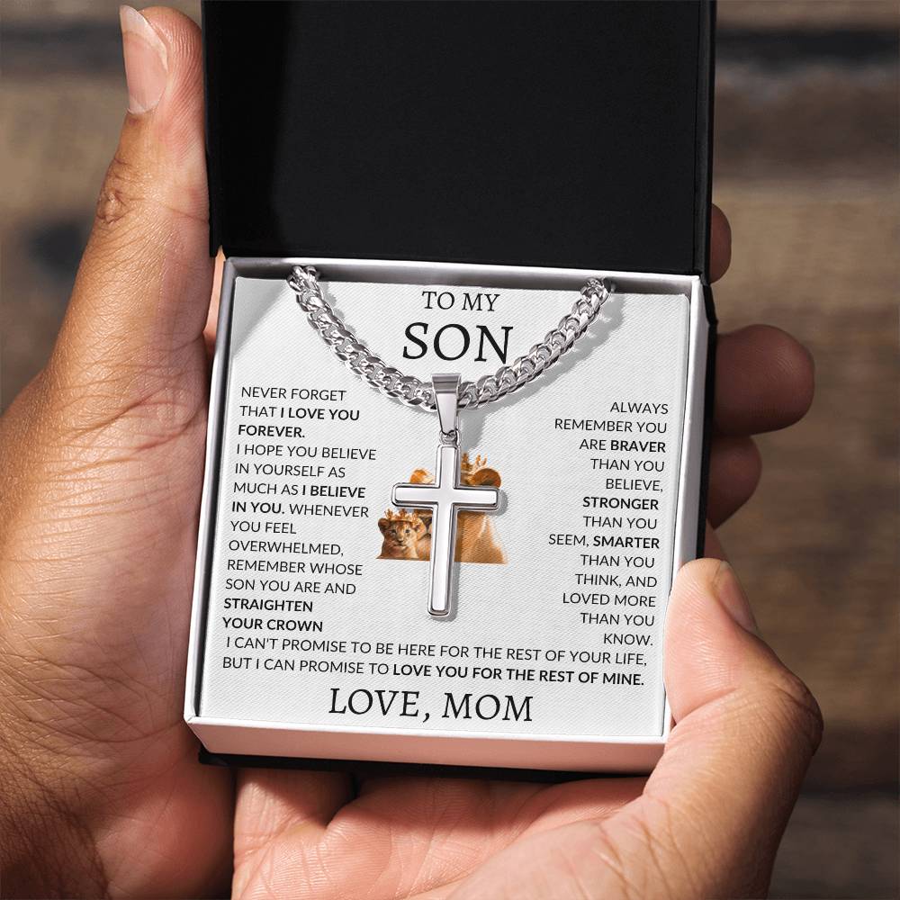 Cuban Link Chain with Artisan Cross Mom To My Son