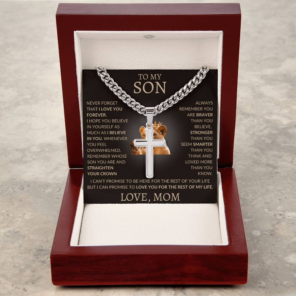 Cuban Link Chain with Artisan Cross Mom To My Son