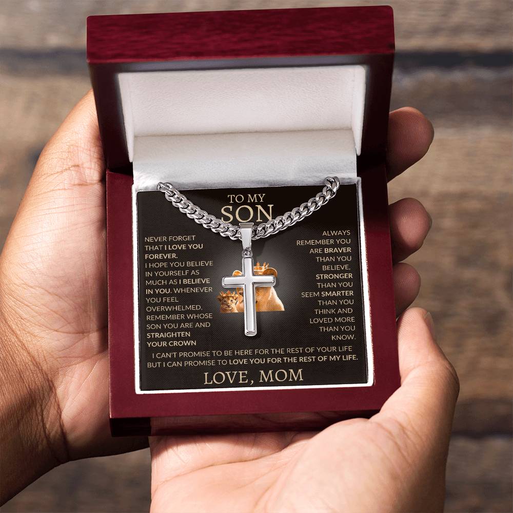 Cuban Link Chain with Artisan Cross Mom To My Son