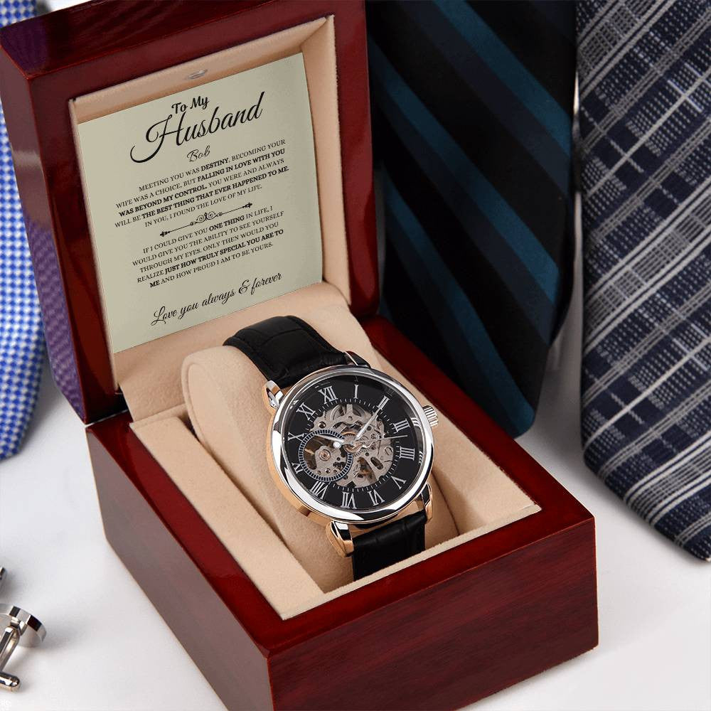 Personalized Men's Openwork Watch  To My Husband