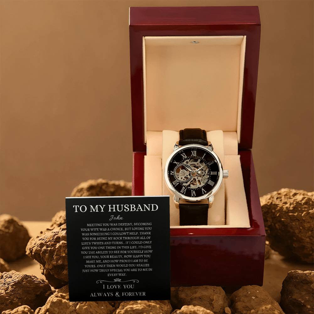 Personalized Men's Openwork Watch Meeting You Was  Destiny To My Husband