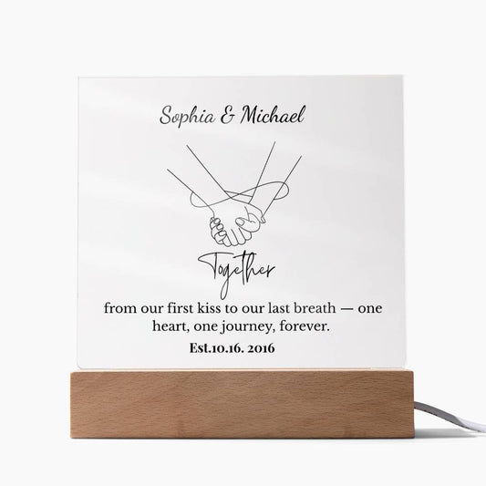 Personalized Together One Heart One Journey Acrylic Square Plaque