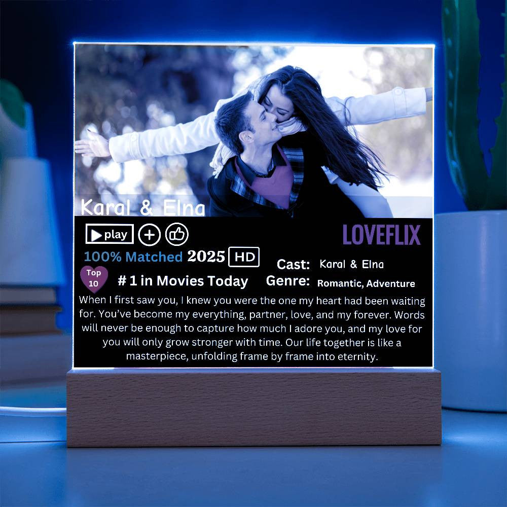 Couple Loveflix Photo Square Plaque