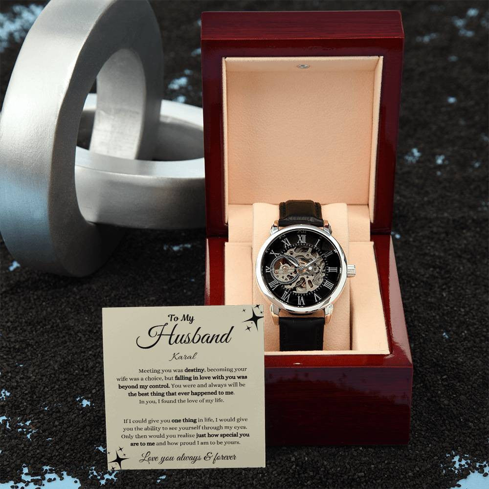 Personalized Men's Openwork Watch  To My Husband