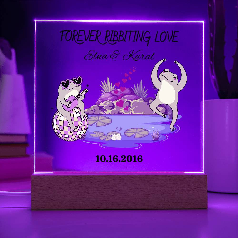 Personalized Forever Ribbiting Love Square Plaque